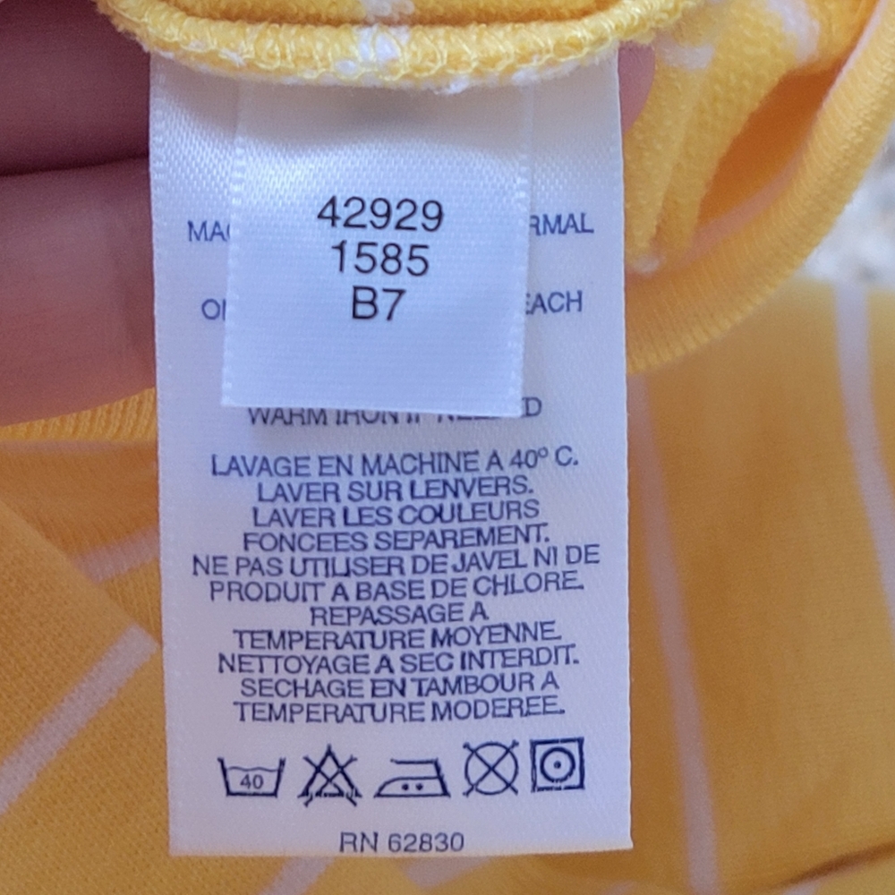 Vintage 80s-90s Lands End NWOT Yellow Striped Button Front Sweater Size Large - Picture 8 of 9